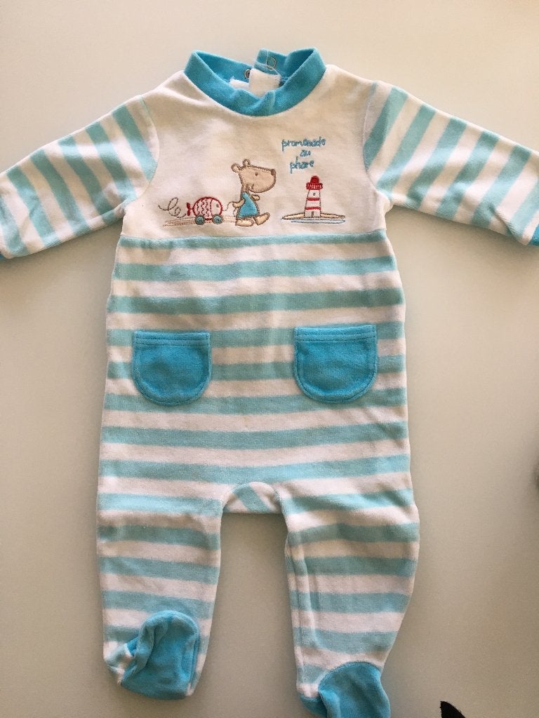 Pakje of Pyjama blauw gestreept maat 68, Kinderen en Baby's, Ophalen of Verzenden, Zo goed als nieuw, Jongetje of Meisje, Pakje