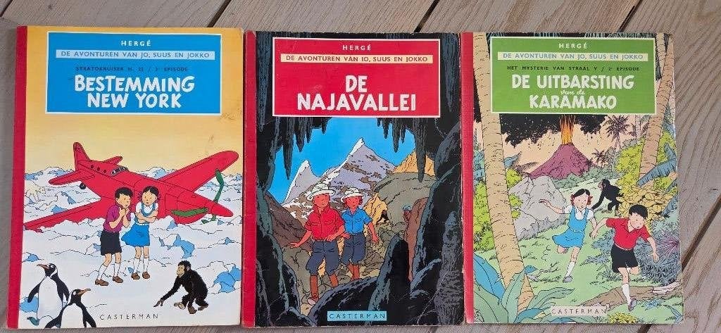 De avonturen van jo, suus en jokko, Boeken, Meerdere stripboeken, Ophalen of Verzenden, Gelezen, Hergé