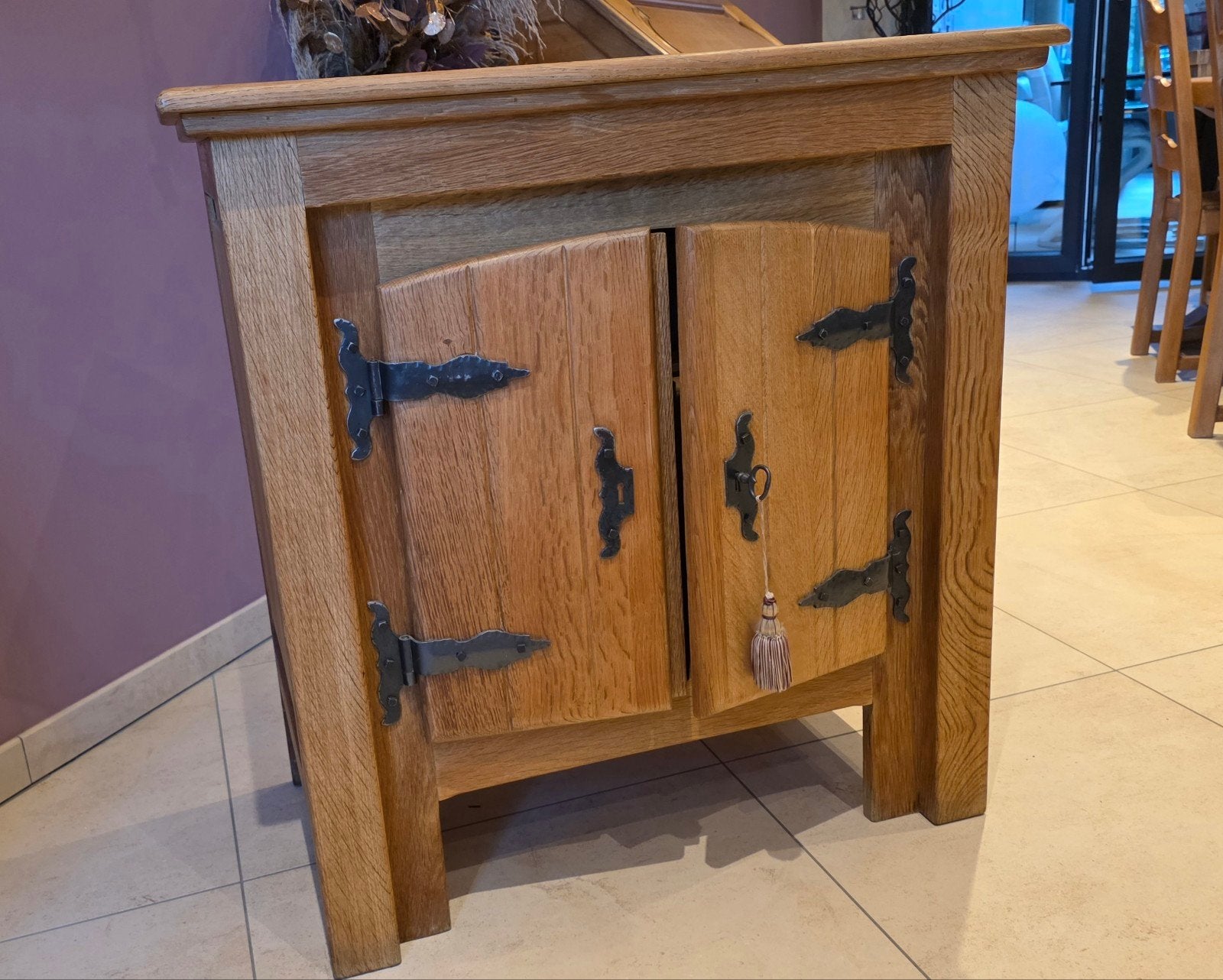 Petit meuble TV Chêne massif, Maison & Meubles, 70 cm ou plus, 45 à 65 cm, Comme neuf, Enlèvement