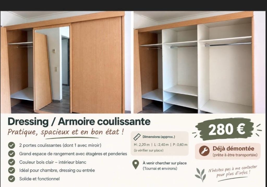 Armoire coulissante, Maison & Meubles, Enlèvement, 200 cm ou plus, 50 à 75 cm, Utilisé