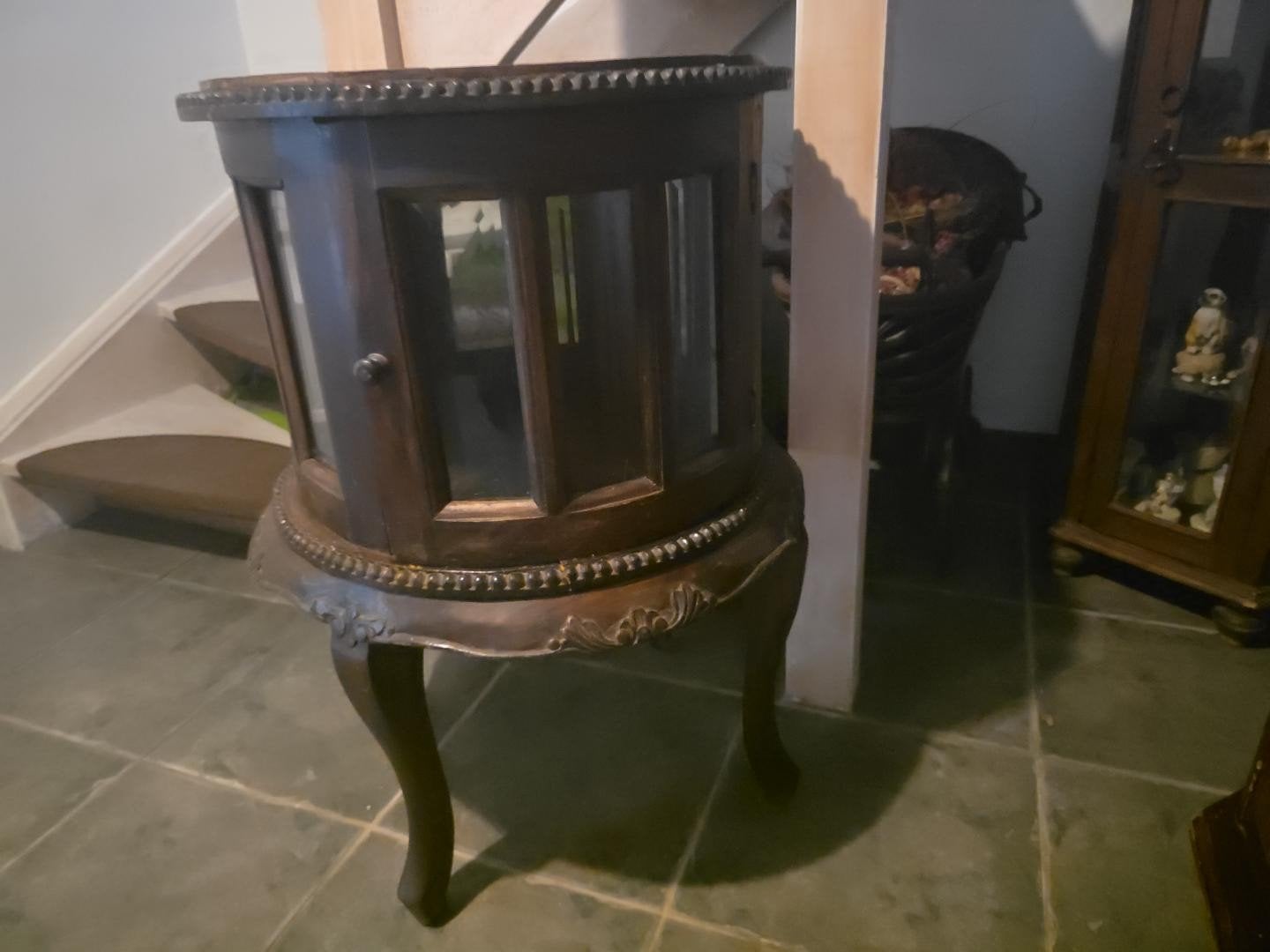 Sierlijk halmeubel met glas – 60 cm, Antiek en Kunst, Antiek | Meubels | Tafels, Ophalen