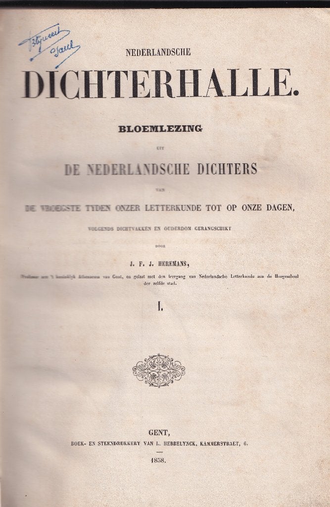 Nederlandsche DICHTERHALLE., Enlèvement ou Envoi, J.F.J. Heremans, Belgique, Utilisé