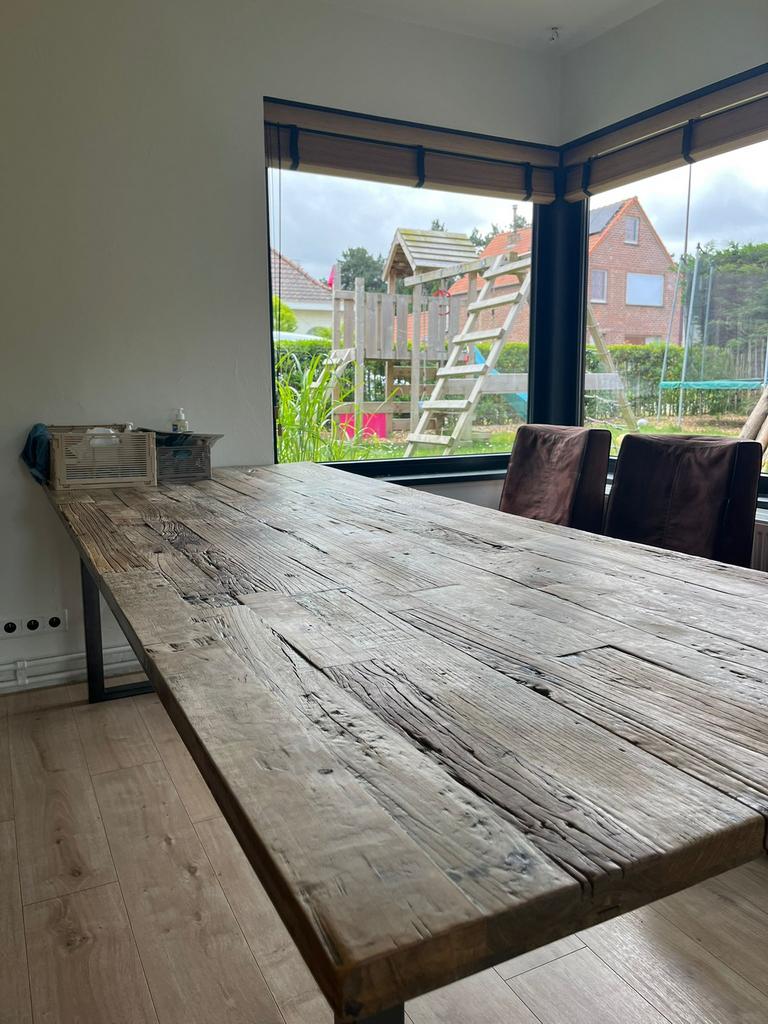Massief houten eettafel 12 personen, Huis en Inrichting, Tafels | Eettafels, Ophalen, Gebruikt