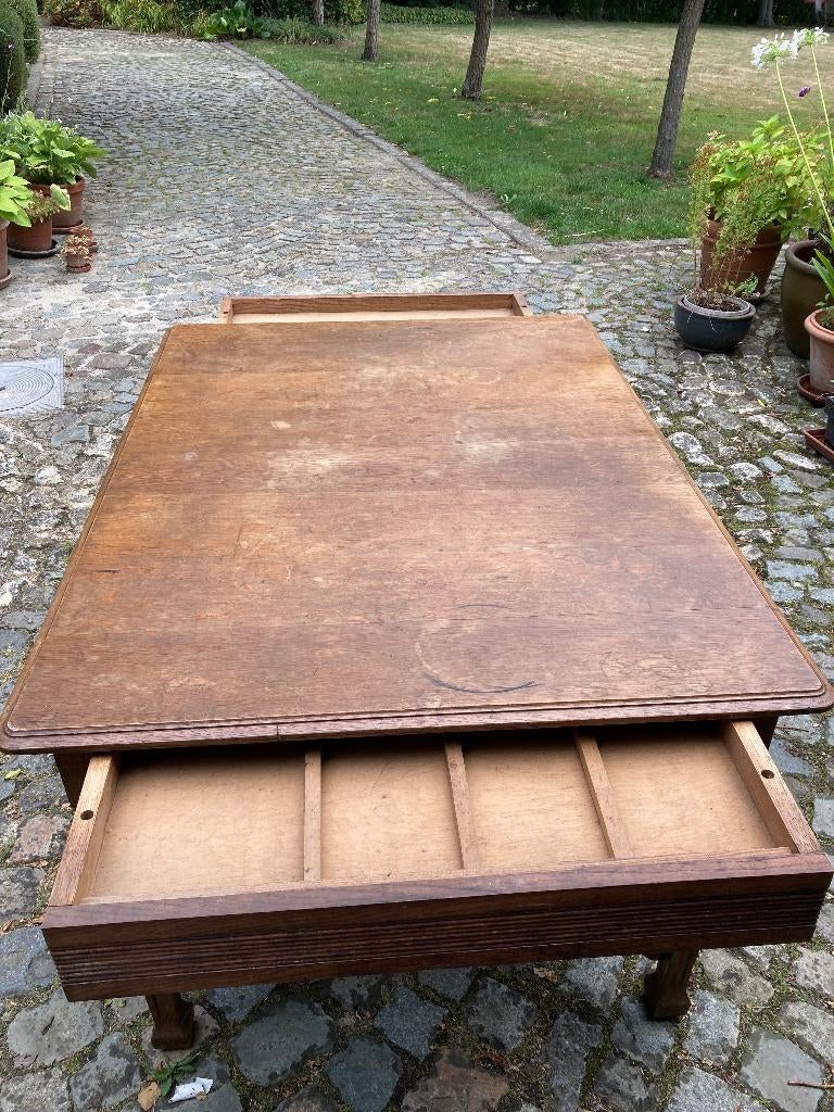 vintage tafel, Ophalen, Gebruikt, Eikenhout, Art Deco