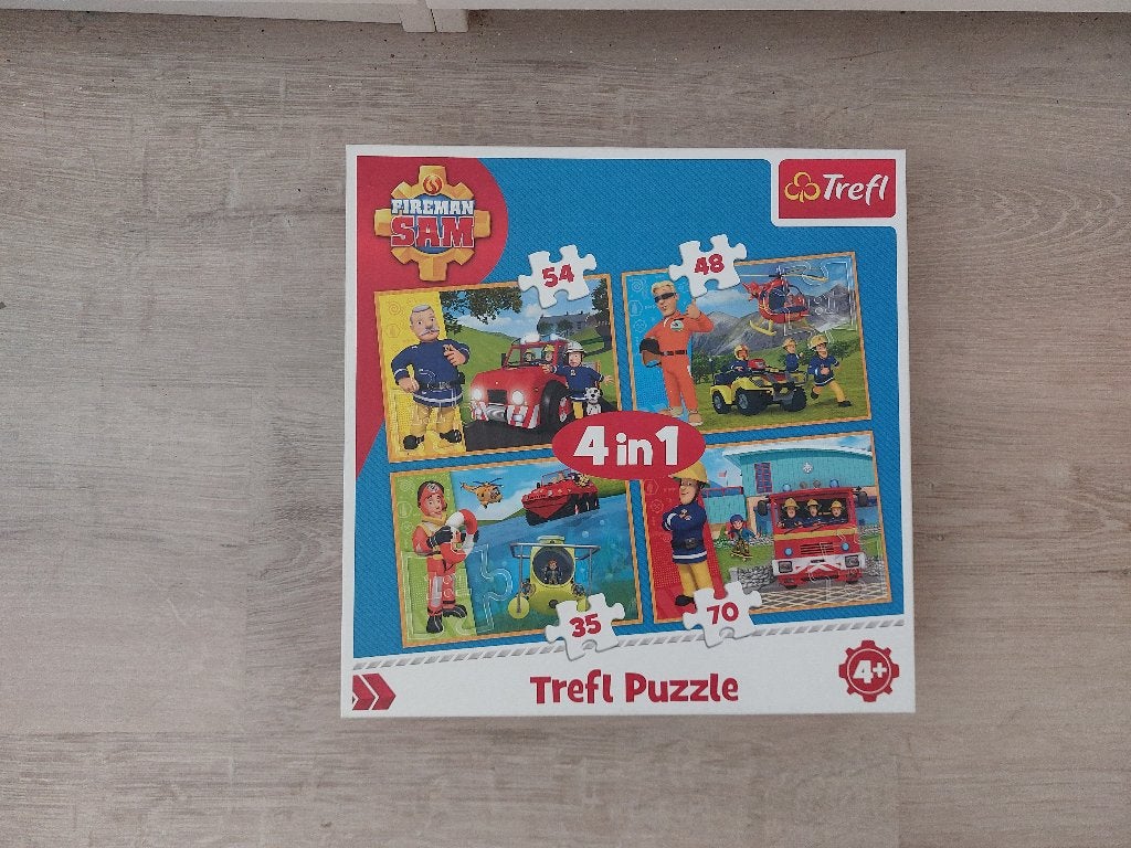 Trefl puzzelset (4-in-1): Brandweerman Sam, Ophalen, Meer dan 50 stukjes, Zo goed als nieuw, 4 tot 6 jaar