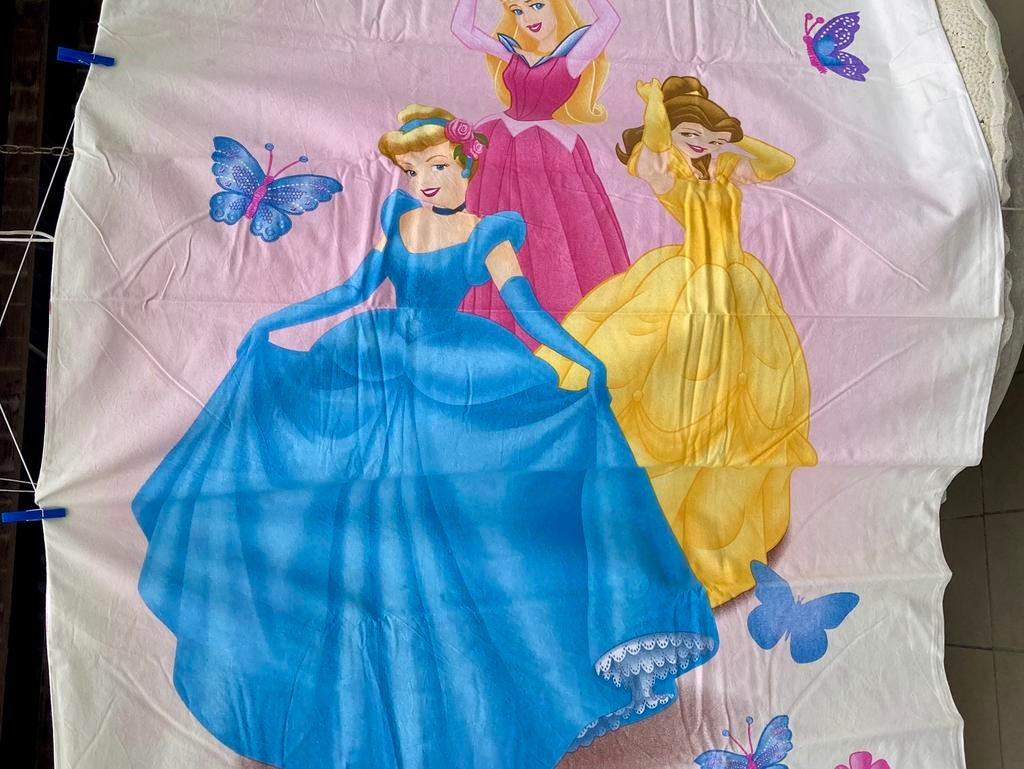 Disney Princess 1 persoons dekbed + kussensloop in flanel., Ophalen of Verzenden