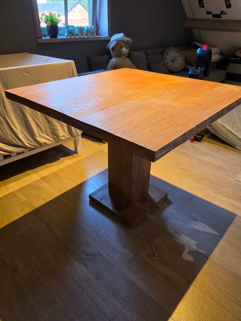 houten tafel, Huis en Inrichting, Ophalen, 50 tot 100 cm, Vierkant, Eikenhout