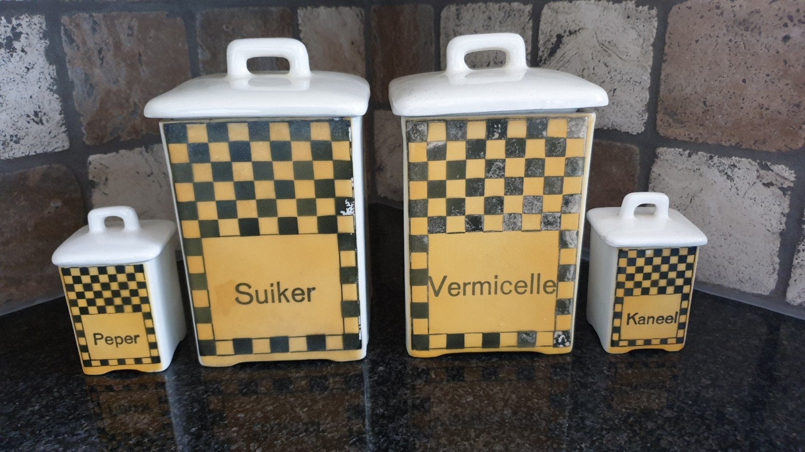 Set van 4 antieke voorraadpotten, Ophalen