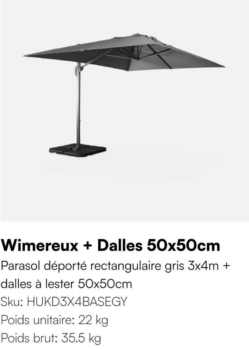 Parasol déporté 4x3m en excellent état, Jardin & Terrasse, Parasols, Enlèvement