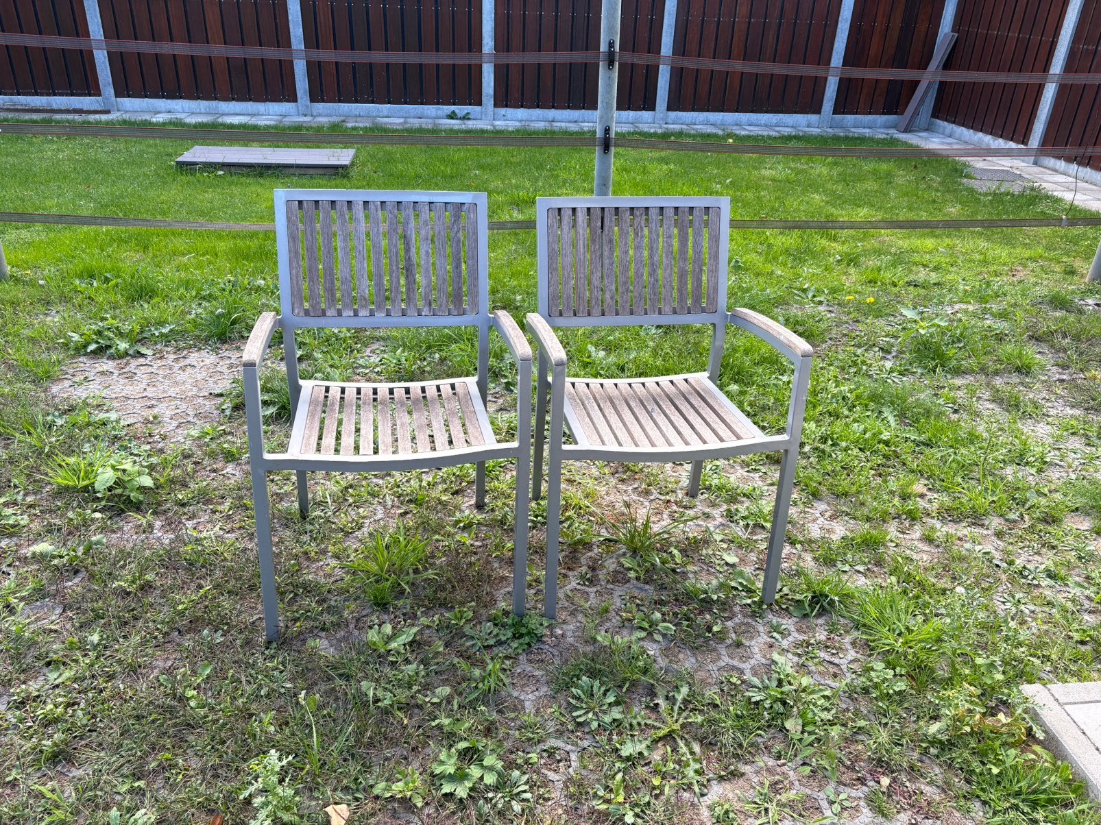2 x 2 tuinstoelen, Tuin en Terras, Ophalen, Gebruikt, Teakhout, Inklapbaar