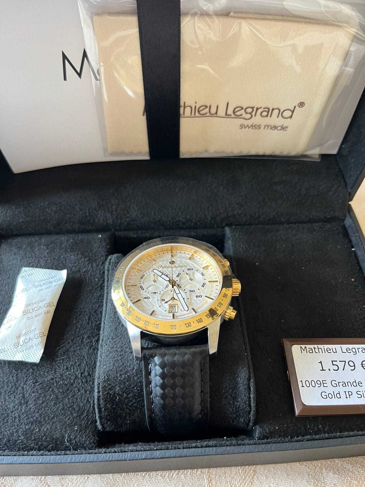 Klasse uurwerk Mathieu Legrand 1009E, Handtassen en Accessoires, Horloges | Heren, Leer, Polshorloge, Nieuw, Goud