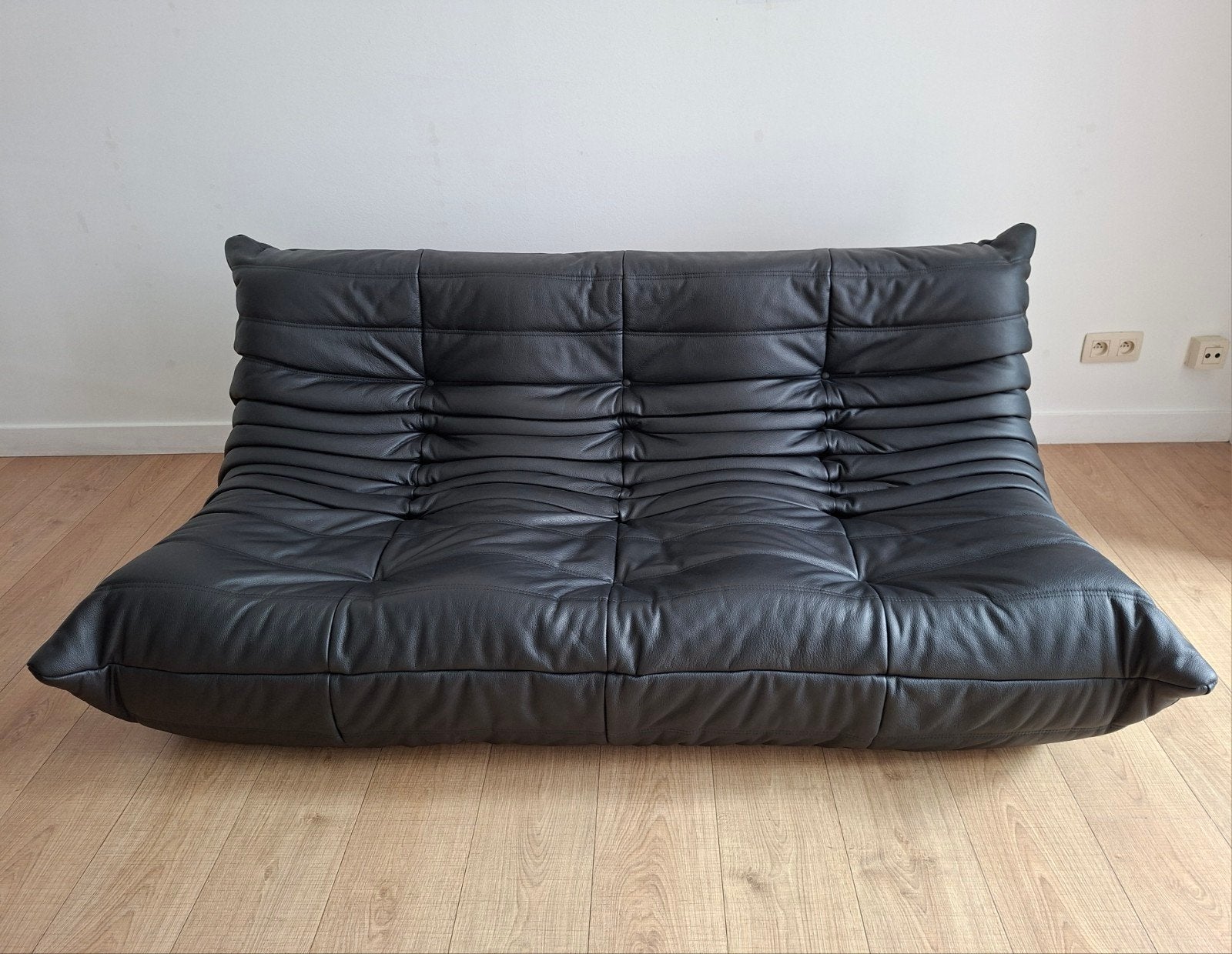 Ligne Roset Togo 3-zits zwart leer, Huis en Inrichting, Ophalen, Gebruikt, Driepersoons, Leer