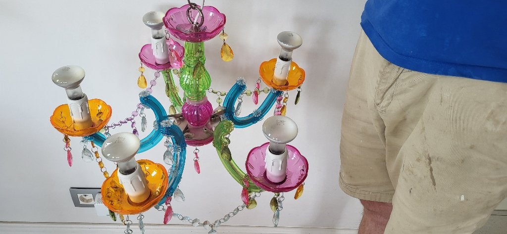 Kleurrijke hanglamp, Ophalen, Zo goed als nieuw, Glas