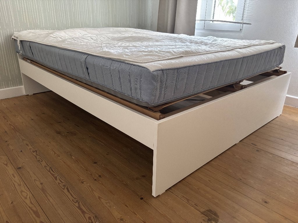 Bed met Ikea matras, Ophalen, Gebruikt, Wit, Zweeds