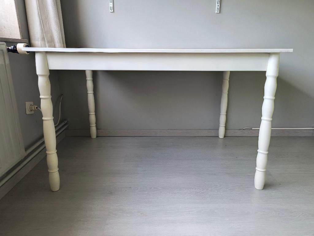 Witte houten tafel 80x120, Ophalen, Gebruikt, 100 tot 150 cm, 50 tot 100 cm