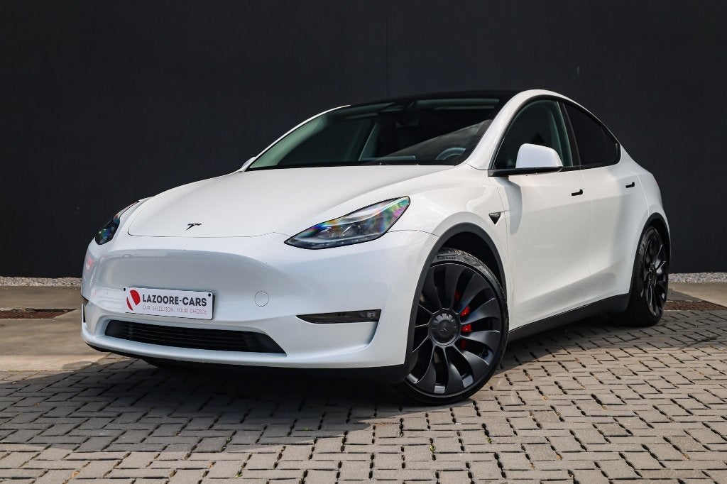 Tesla Model Y performance, Auto's, Automaat, Zwart, Wit, Leder