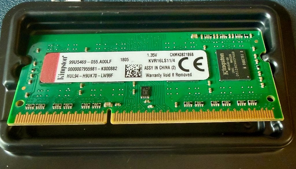 RAM Kingston 4Go SO-DIMM, DDR3L, 1600MHz, 1,35v, 204 broches, Enlèvement ou Envoi, DDR3, Comme neuf, 4 GB