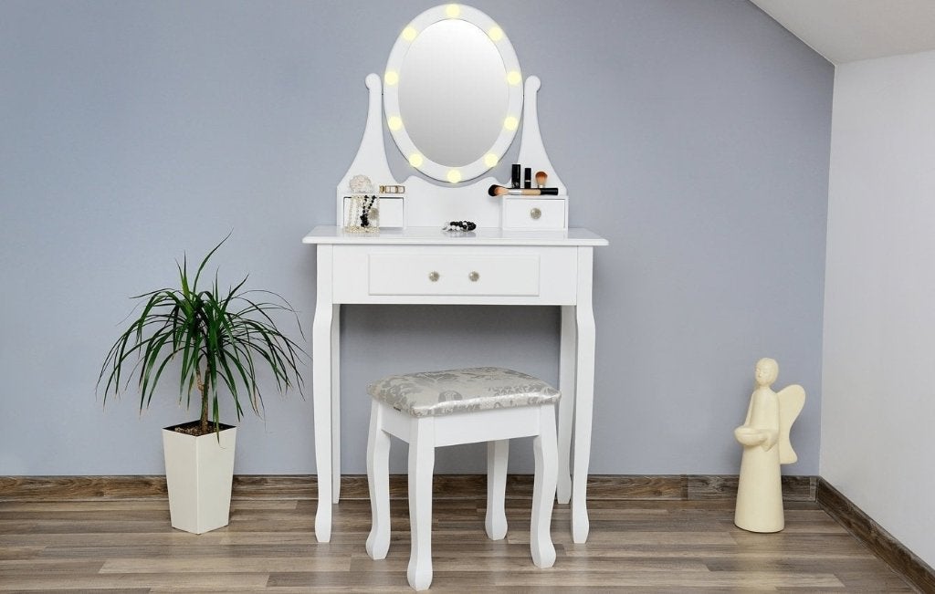 kaptafel met led verlichting spiegel en kruk nieuw!, Ophalen, Nieuw