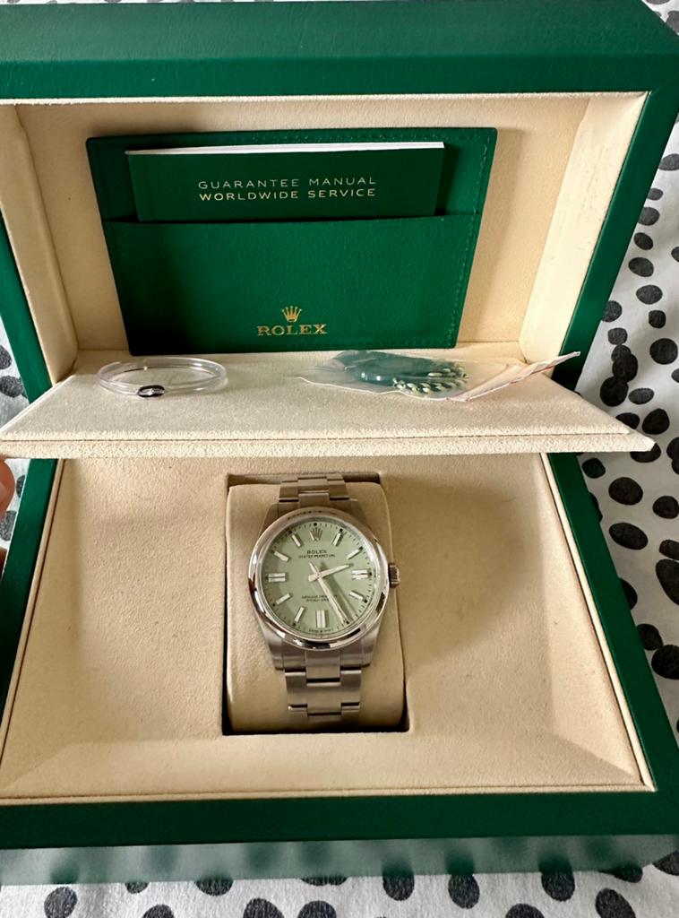 Rolex Oyster Perpetual 41 Pistachio, Handtassen en Accessoires, Horloges | Heren, Ophalen, Zo goed als nieuw, Rolex