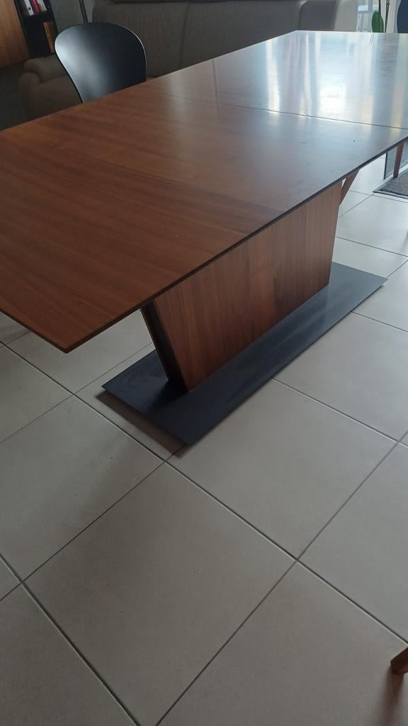 Table de salle à manger extensible, pied en acier ., Maison & Meubles