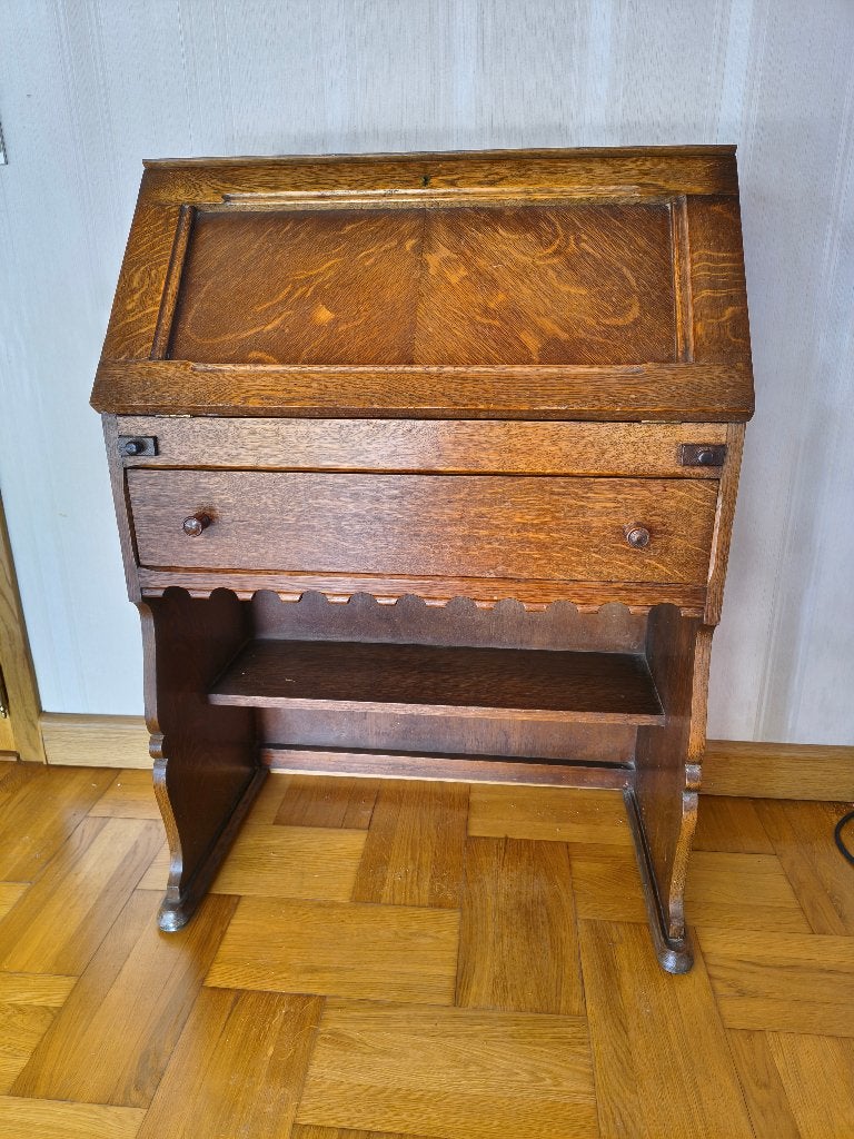Mooie antieke eiken secretaire / klepbureau (omstreeks 1920), Ophalen, Gebruikt, Engelse of continentale cottagestijl