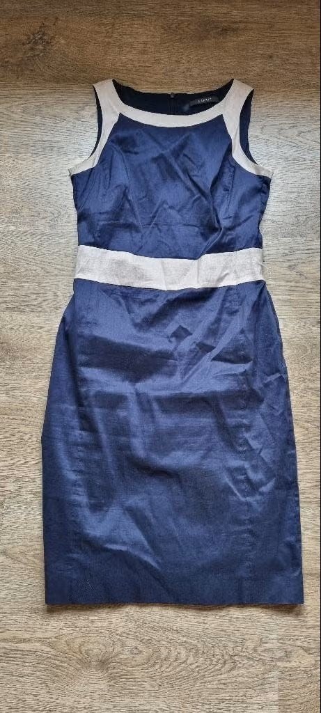 blauw met bruin koker kleed van Esprit maat S of 36, Kleding | Dames, Blauw, Ophalen of Verzenden, Zo goed als nieuw, Knielengte