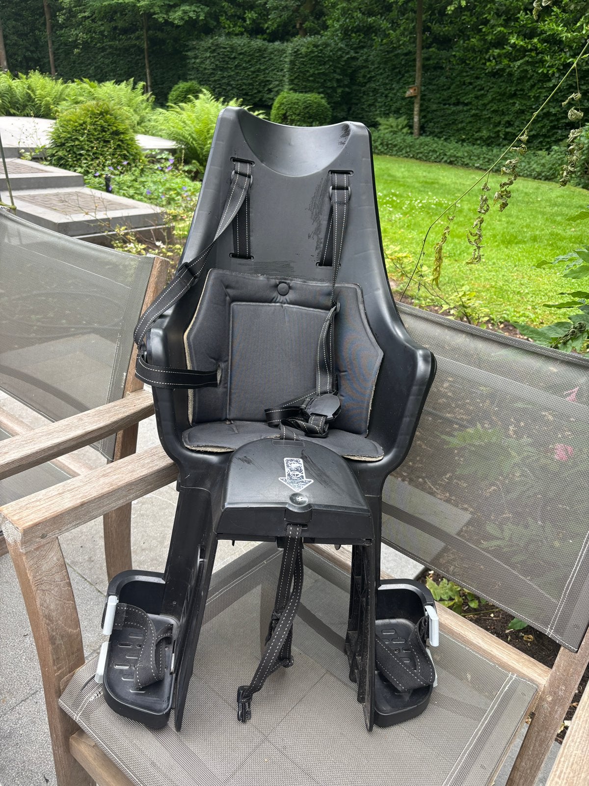 Bobike Maxi+ Fietszitje Achteraan Zwart + Beugel, Achterzitje, Ophalen, 15 t/m 25 kg, Gebruikt