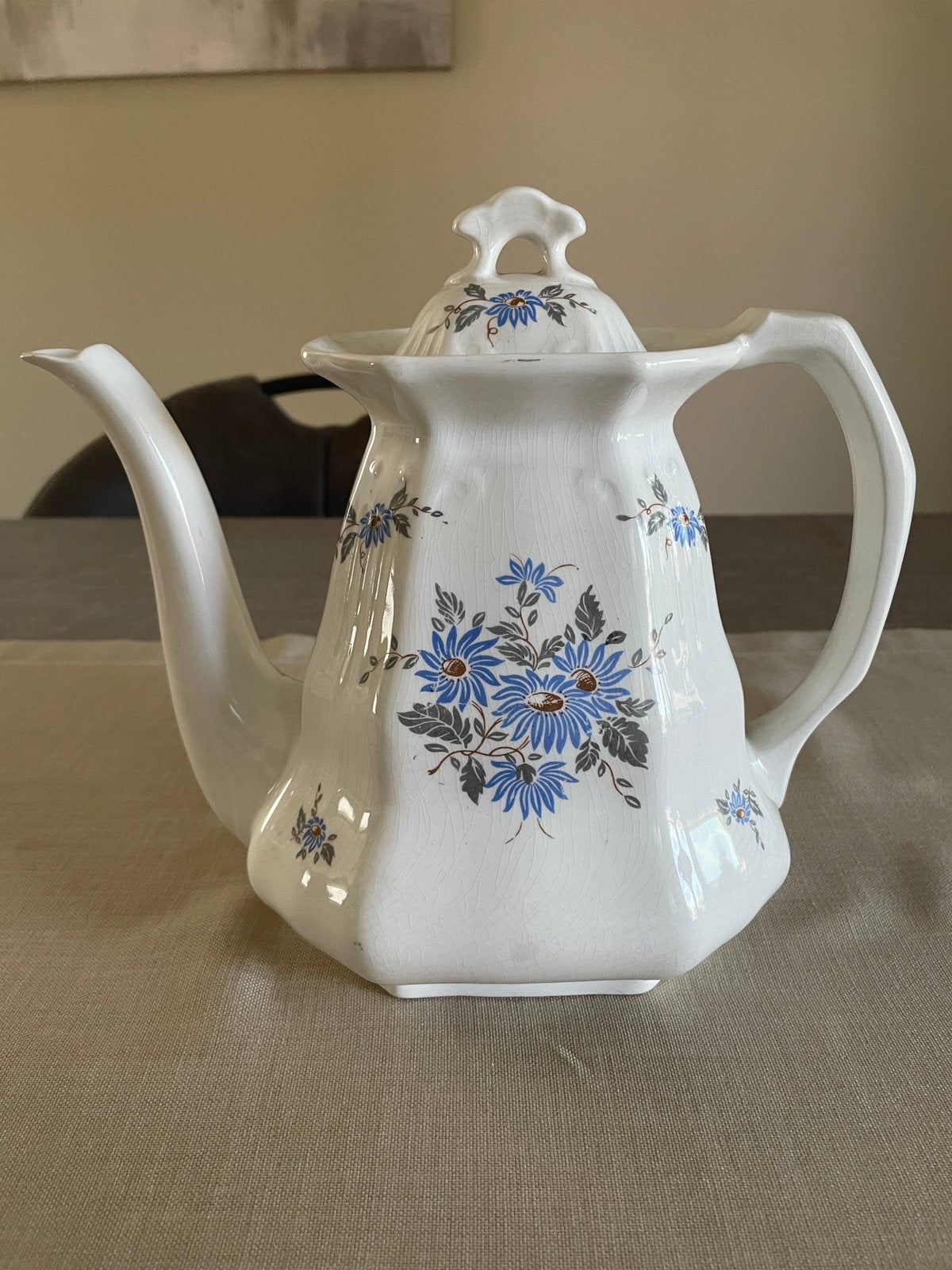 Antieke Koffiepot Céramique- Blauwe Bloemen (ca. 1930), Ophalen