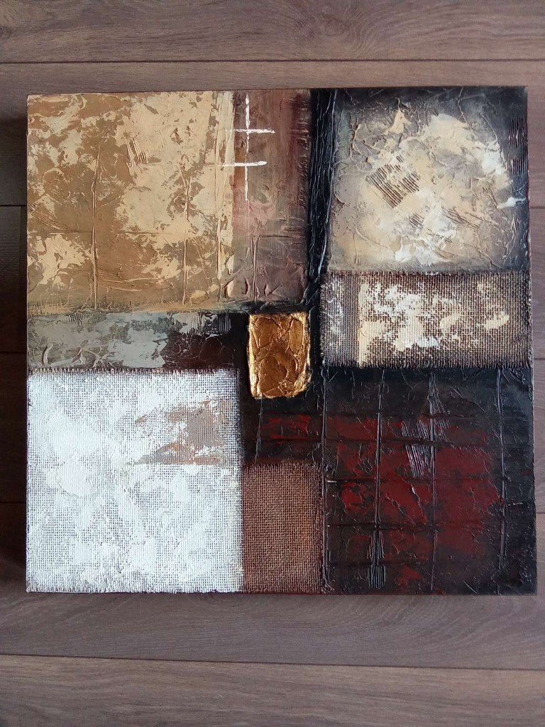 CANVAS 2 STUKS, Doré, Enlèvement ou Envoi, Moderne, Tableau