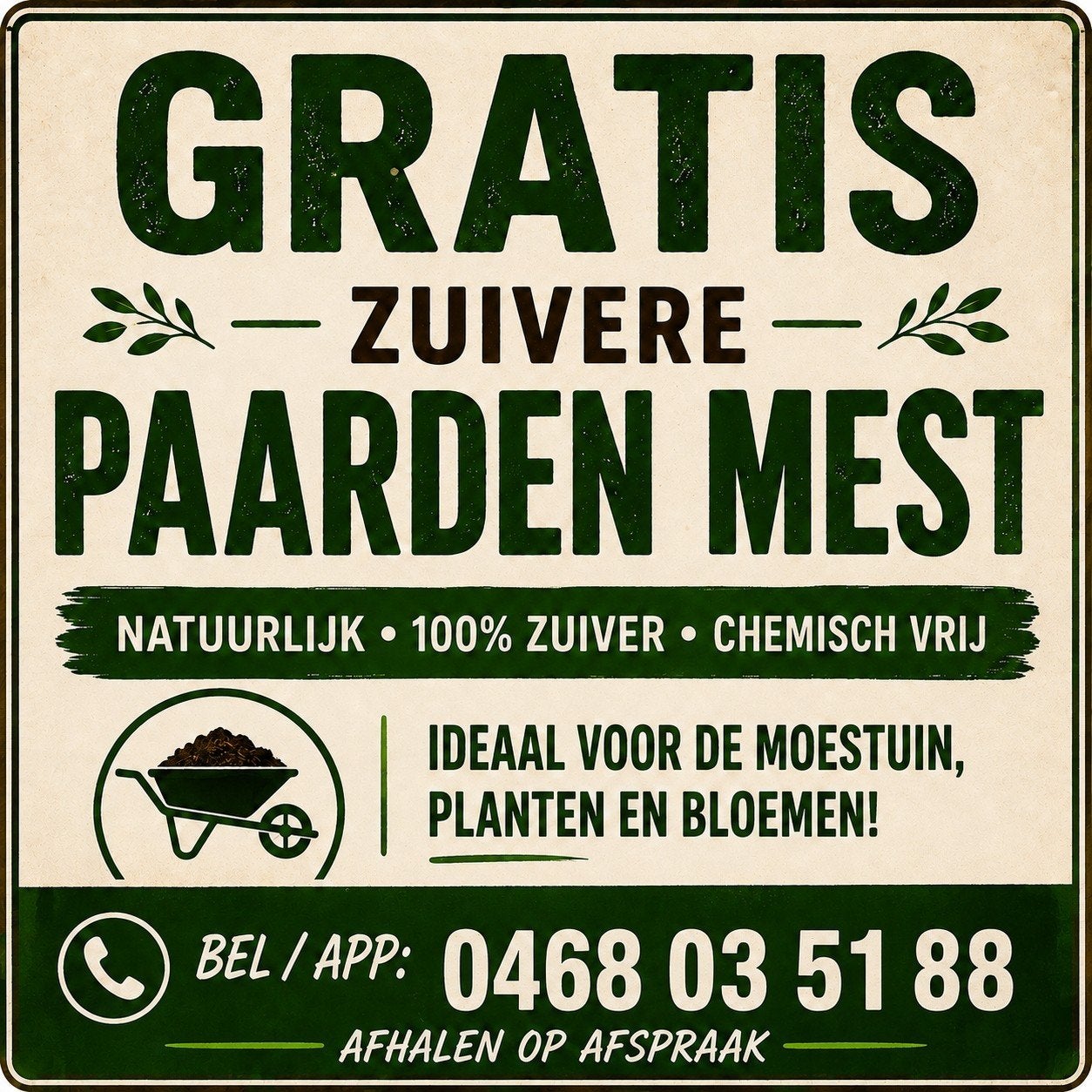gratis zuivere paarden mest, Tuin en Terras, Ophalen, Mest