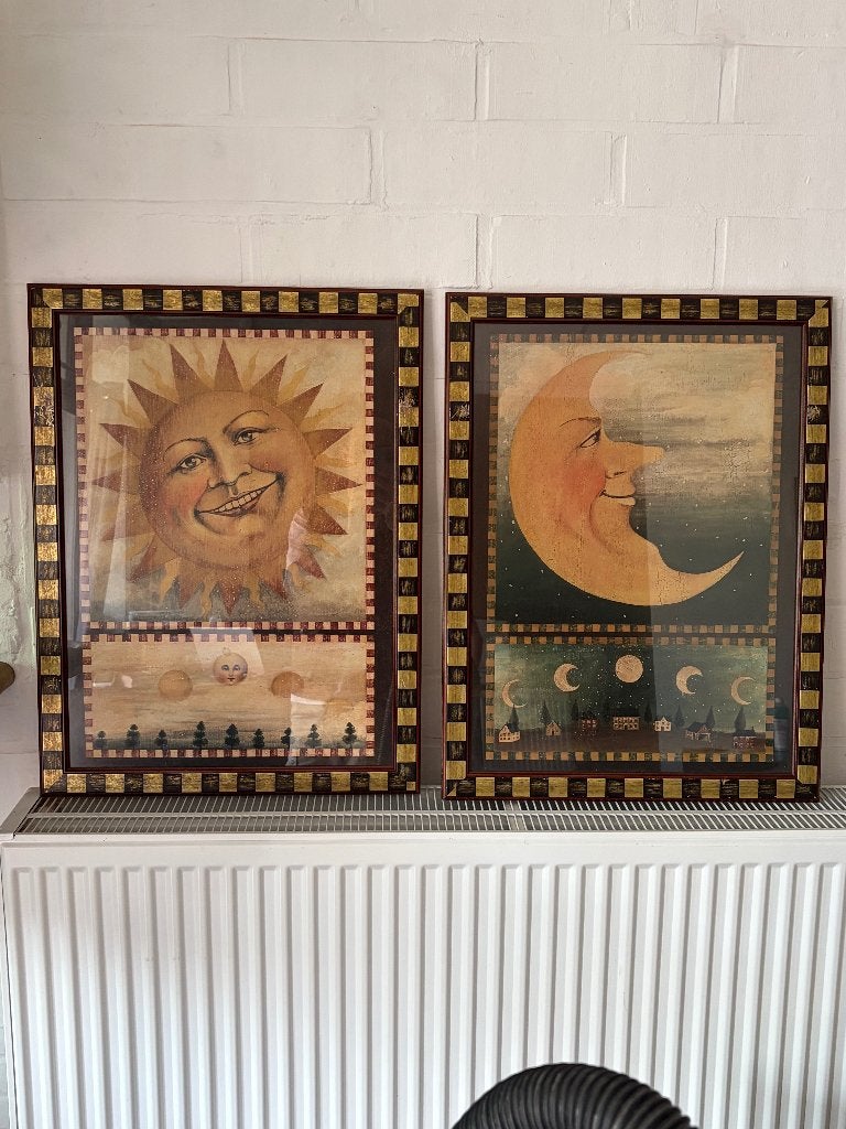 Set van 2 Vintage Jaren '90 Celestial Art Prints – David, Deurposter of groter, Ophalen of Verzenden, Dier of Natuur, Rechthoekig Staand