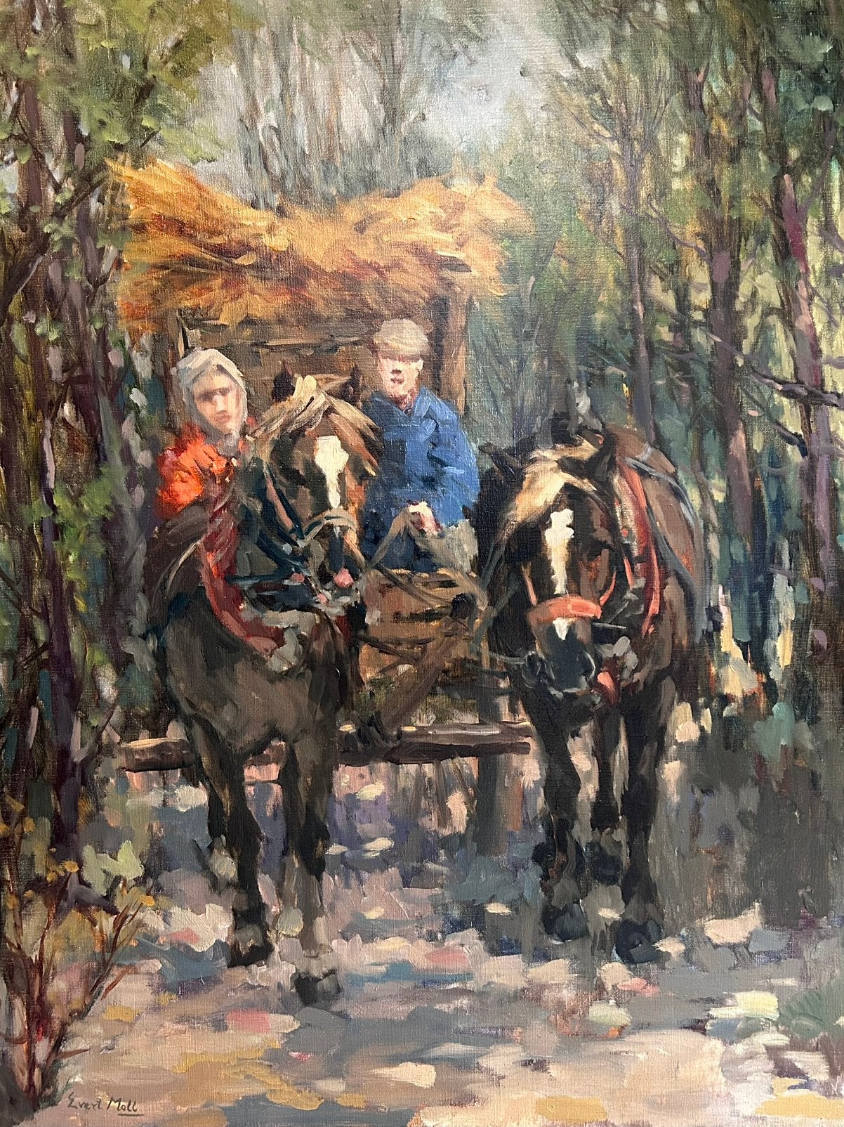 Groot impressionistisch schilderij, Doek, Ophalen of Verzenden, Handgeschilderd, Olieverf