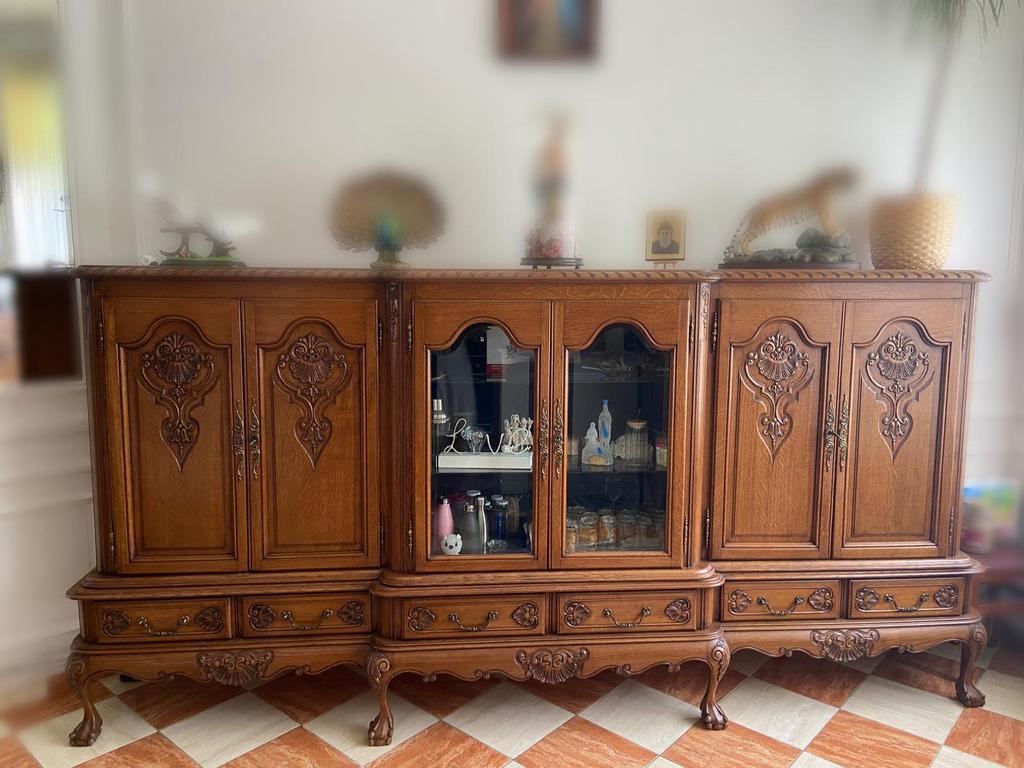 Set de table et armoires en chêne, Enlèvement, Comme neuf, Chêne