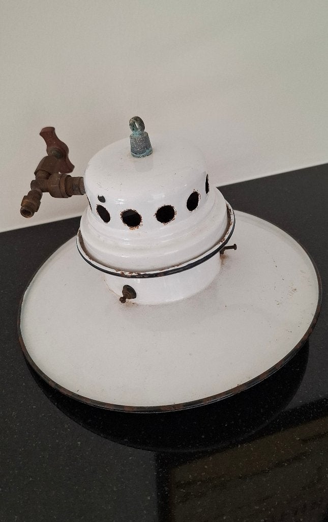Ancienne lampe à gaz française -  lampe suspendue en émail, Antiquités & Art, Antiquités | Email, Enlèvement ou Envoi
