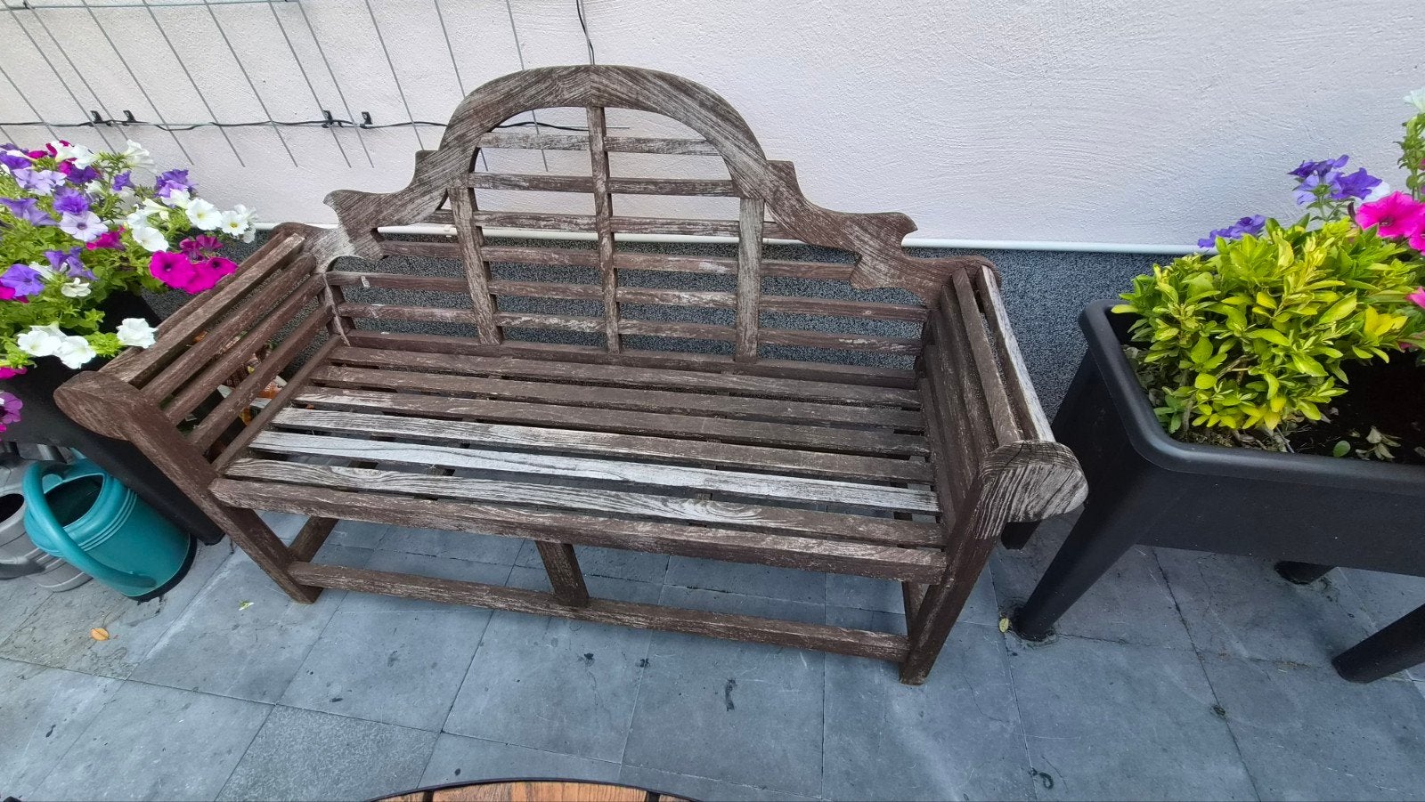 BANC + TABLE LE TOUT EN TECK, Jardin & Terrasse, Terrasses, Utilisé, Bois, Enlèvement