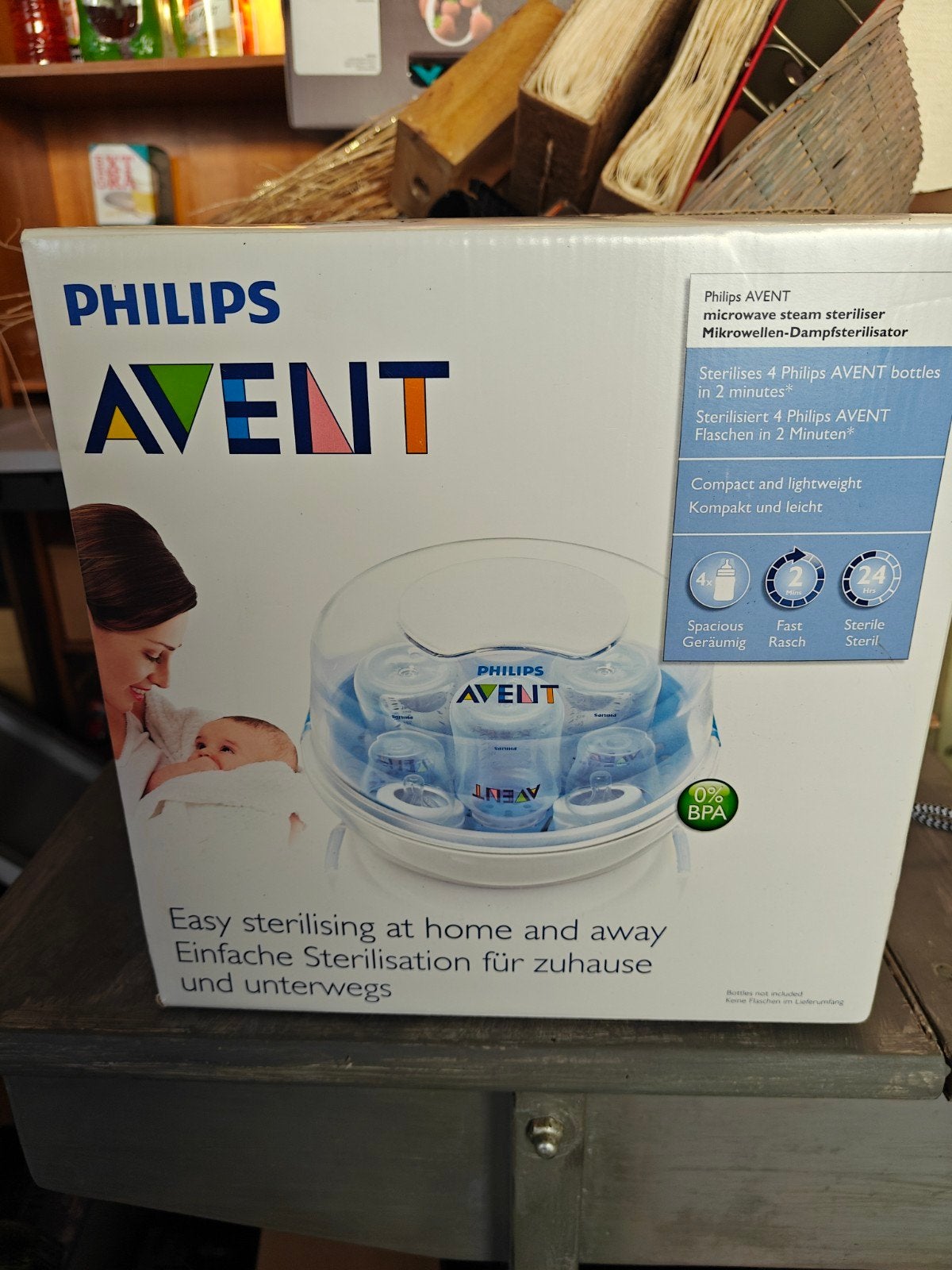 steriliseren van baby drinkflessen met reserve bekers, Ophalen