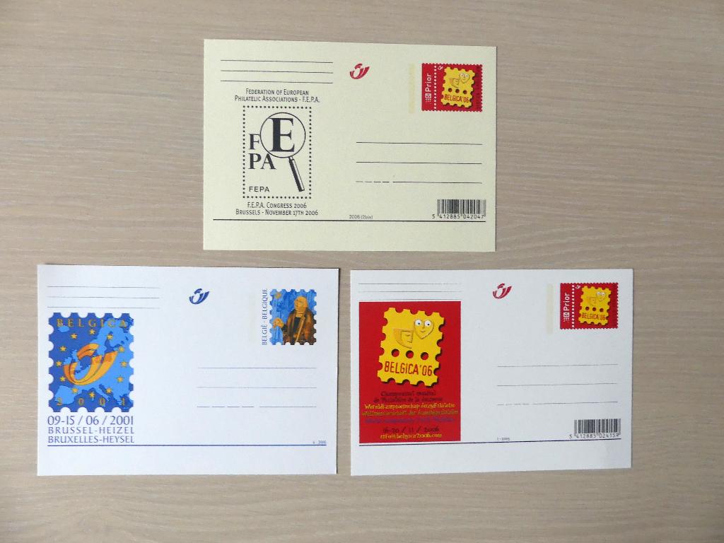 3 Geïllustreerde briefkaarten :  BK85, 128 en 159 (Belgica), Postzegels en Munten, Ophalen of Verzenden, Postfris