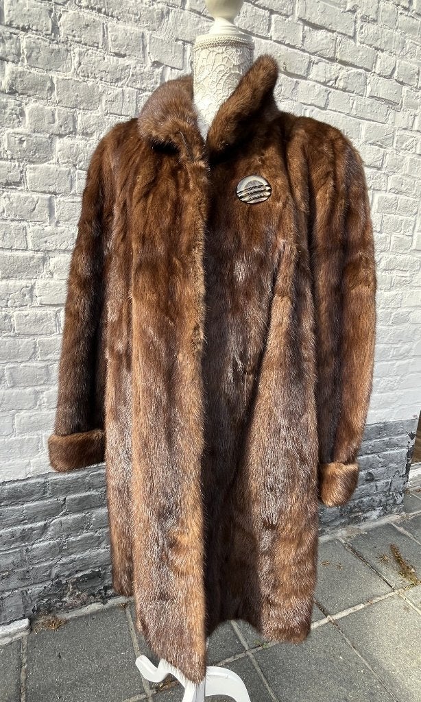 Elégant manteau vison XL, Envoi, Comme neuf, Taille 46/48 (XL) ou plus grande