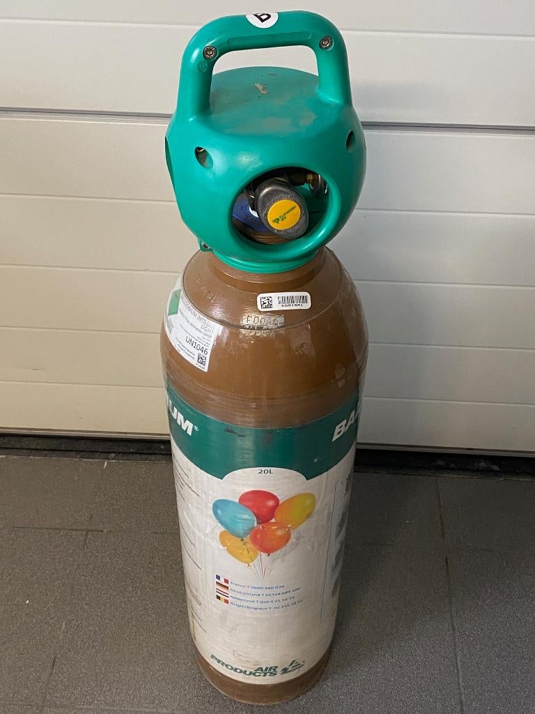 Volle fles Helium, 20 liter + vulstuk., Hobby & Loisirs créatifs, Enlèvement, Neuf, Autres types