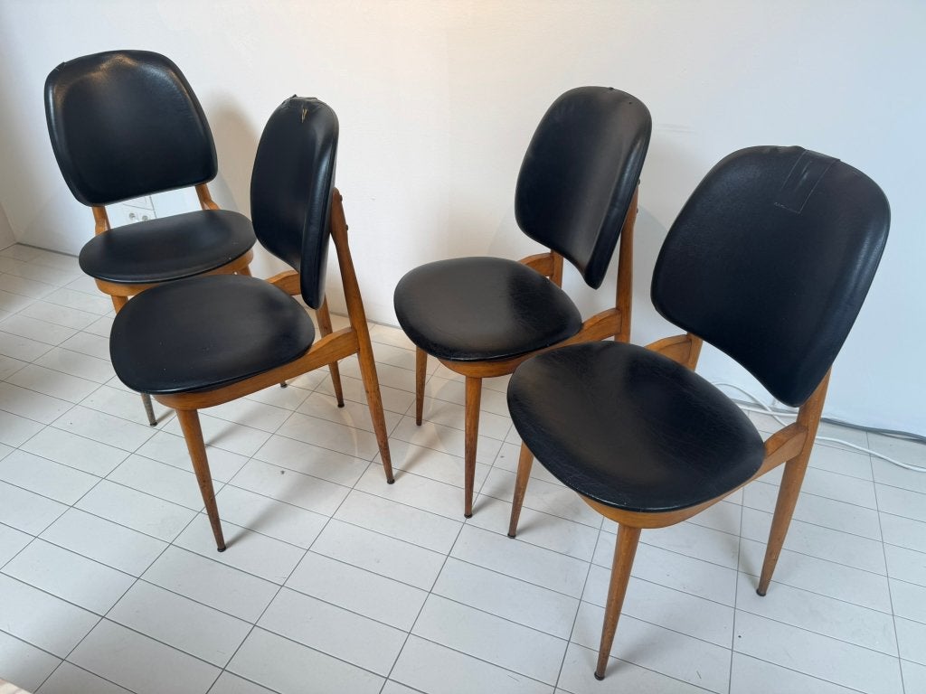Lot de 4 chaises design Pierre Guariche 1960, Ophalen