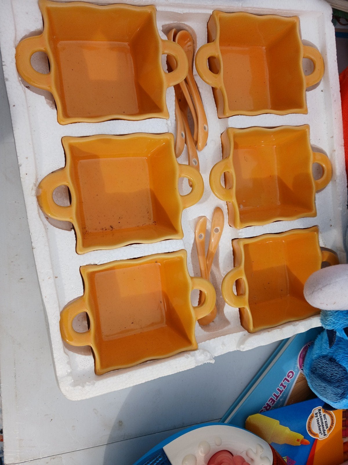 6 schaaltjes met lepeltjes, Huis en Inrichting, Keuken | Servies, Ophalen, Zo goed als nieuw