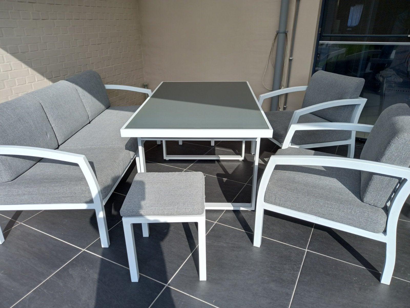 loungeset drie zit twee 1zit twee kleine zitjes grote tafel, Tuin en Terras, Ophalen