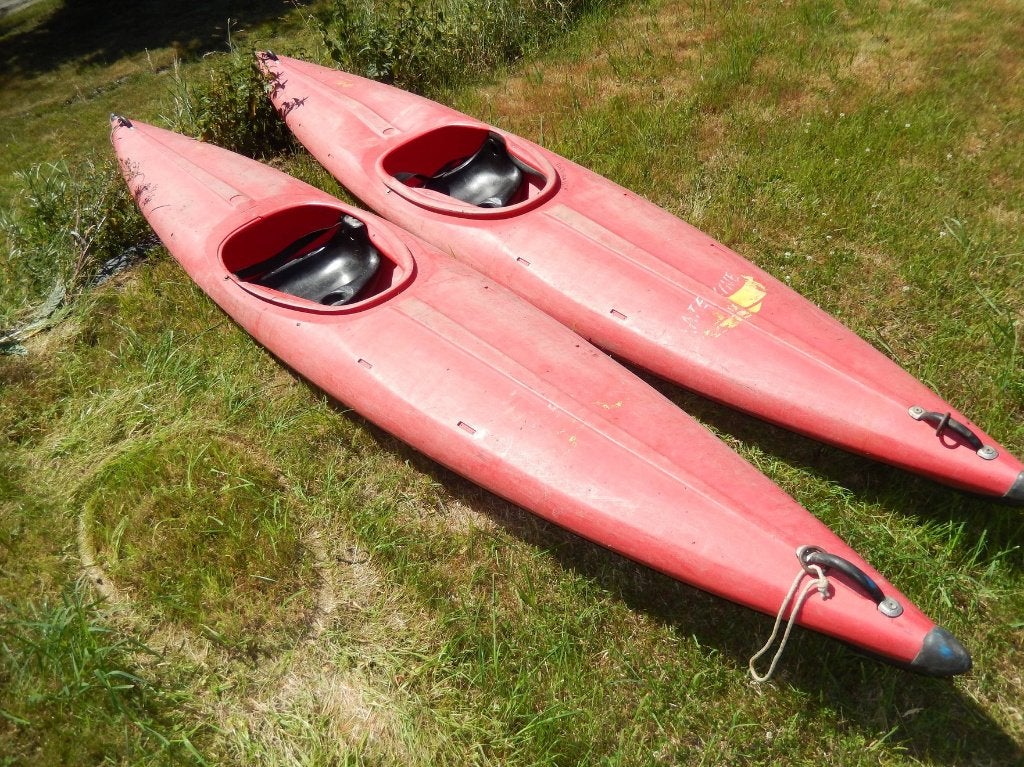 2 kayaks et 1 canoë, Sports nautiques & Bateaux, Enlèvement, Utilisé