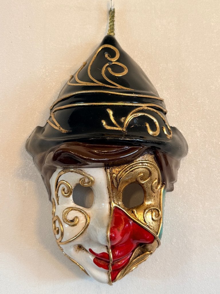 Masque vénitien Pinocchio rouge, noir maschera del galeone, Enlèvement ou Envoi
