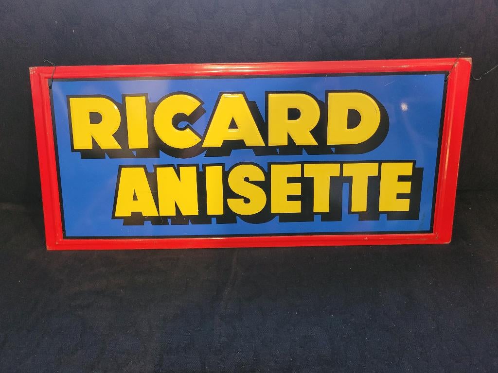 Vintage metalen reclame Ricard Anisette, Verzamelen, Ophalen of Verzenden, Gebruikt, Reclamebord