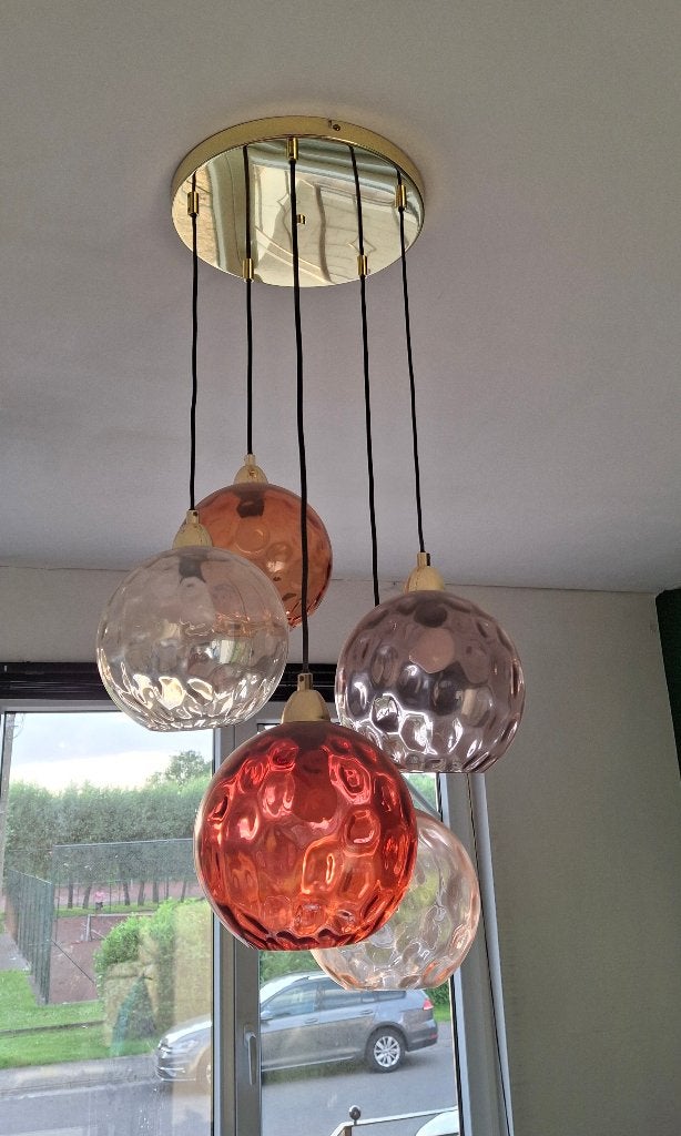 Hanglamp, Huis en Inrichting, Ophalen, Zo goed als nieuw, Glas, 75 cm of meer