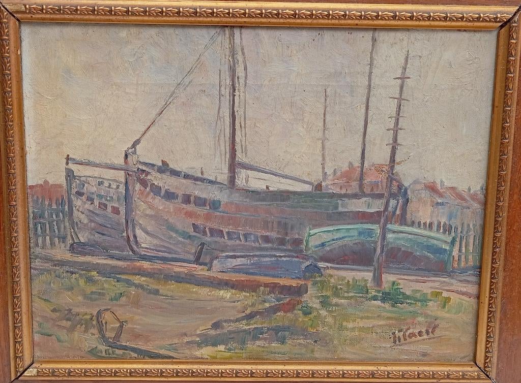 TRÈS ANCIENS BATEAUX DE PEINTURE MARINE SIGNÉS, Antiquités & Art, Enlèvement ou Envoi