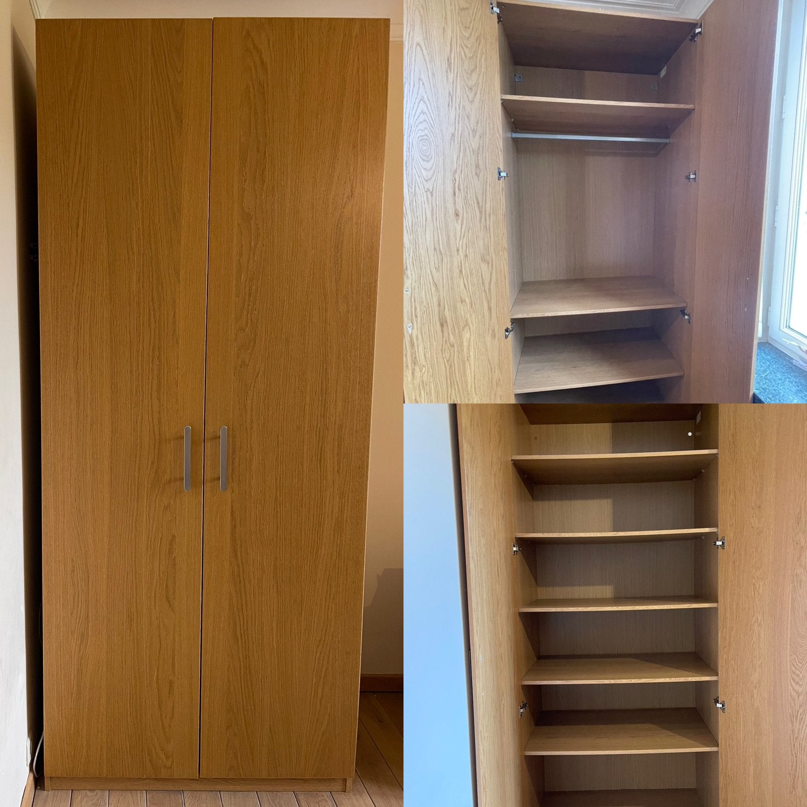 IKEA PAX stijl kledingkasten eikenffect (set van 2), Ophalen, 200 cm of meer, 50 tot 100 cm, Zo goed als nieuw
