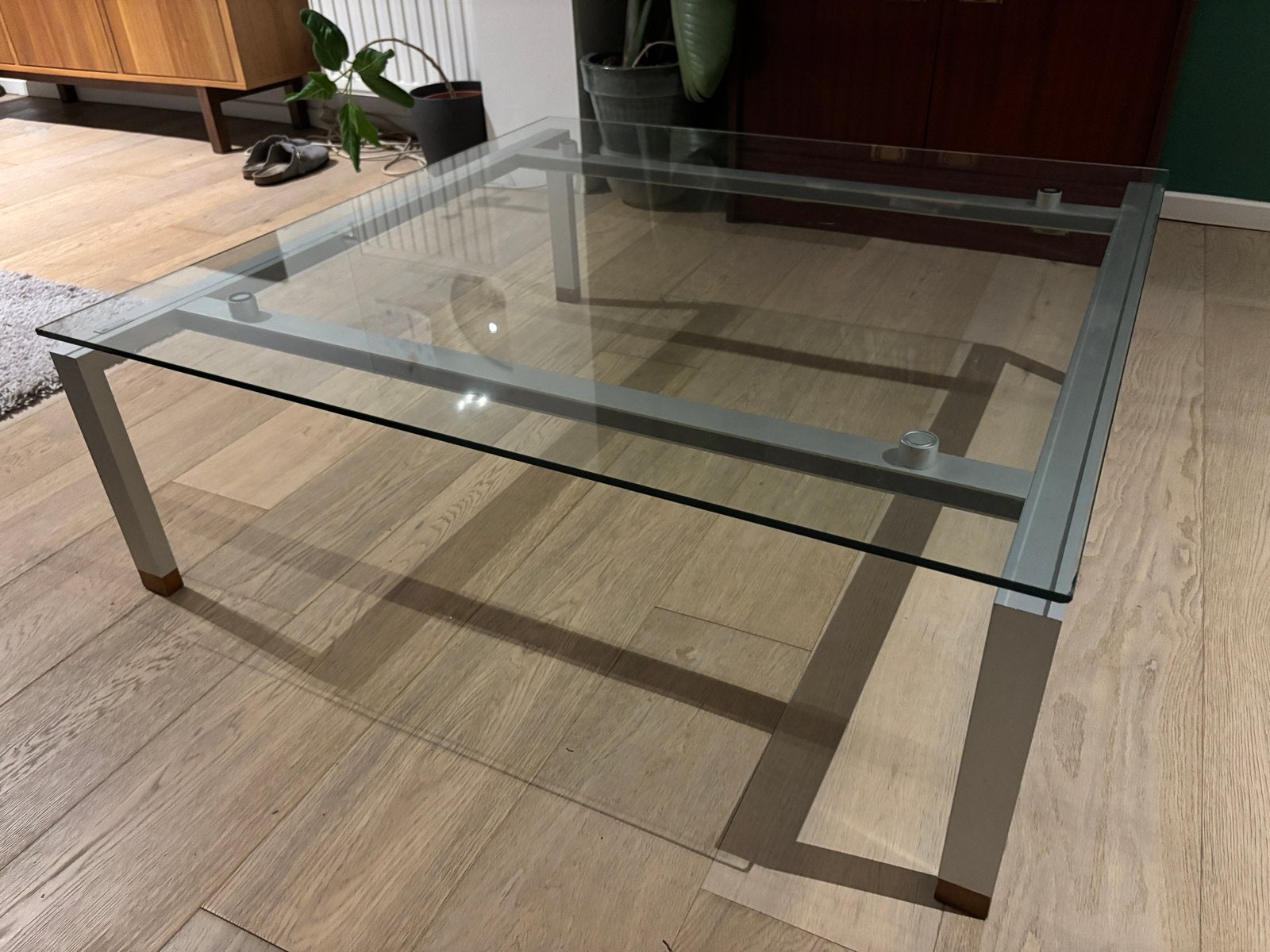 Salontafel EnzoLuca, glas en aluminium, 100 x 100 cm, Ophalen, Glas