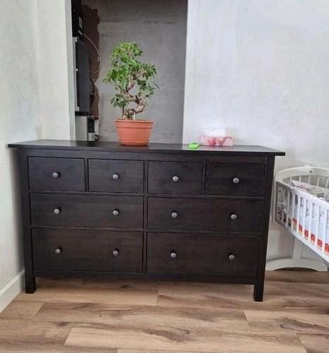IKEA HEMNES Commode / Ladekast - 8 lades - Zwartbruin, Maison & Meubles, Enlèvement, Utilisé
